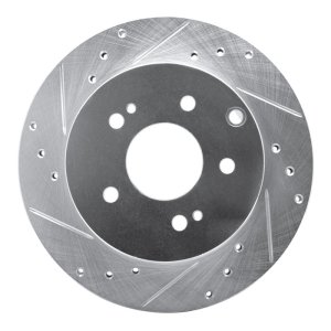 Mitsubishi Galant Brake Rotor (1) - Rear Left - R1 Concepts - Drilled & Slotted - Silver - `06-`12